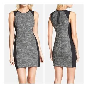 Eileen Fisher Womens Black Gray Tweed Color Block Knit Dress Sleeveless Size XL